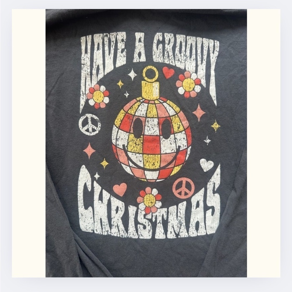 Tiny Whales “Have a Groovy Christmas” Long Sleeve Tee | Girls 12/14 - Picture 2 of 5